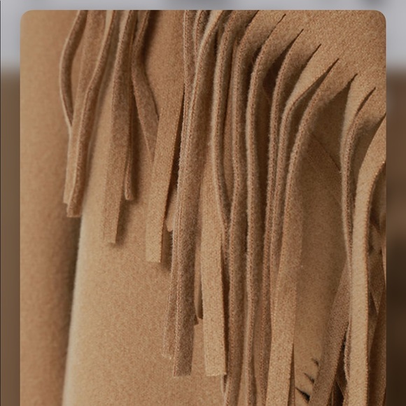 J.O.A Open Front Fringe Trim Detail Coat Tan Color Size M - Picture 4 of 9